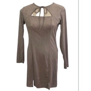 Kendall & Kylie dress mini gray body con faux suede cut out women’s size small S